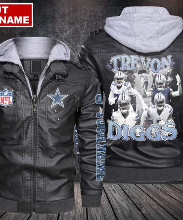 Black Trevon Diggs Dallas Cowboys Leather Jacket Print