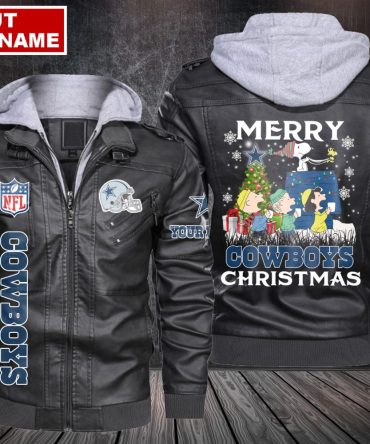 Custom Christmas Dallas Cowboys Leather Jacket For Men