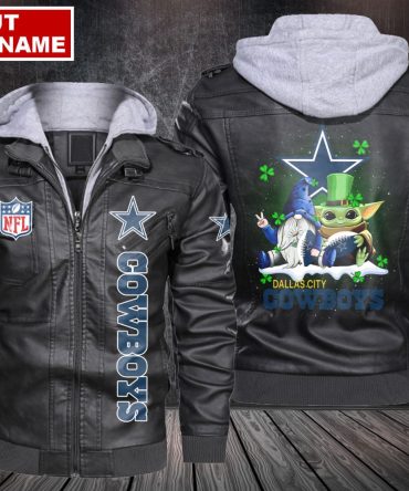 Custom Christmas Dallas Cowboys Green Leather Jacket For Men