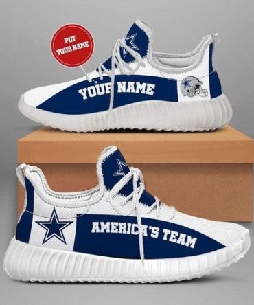 Persionalized Blue And White Dallas Cowboys Shoes For Lover, Custom Dallas Cowboys Yeezys, NFL Dallas Cowboys Sneakers Print Full