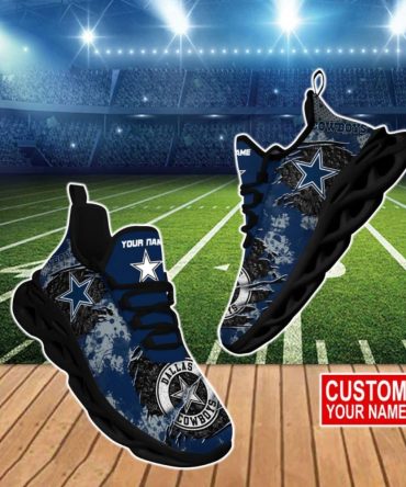 Personalized Dallas Cowboys Shoes, Custom Dallas Cowboys Max Soul Shoes Best Gift Ever, NFL Dallas Cowboys Chunky Sneakers Print Full