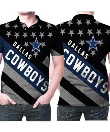 Stars Pattern Dallas Cowboys Shirts, Custom Dallas Cowboys Polo Shirts, NFL Dallas Cowboys Sleeve Polo