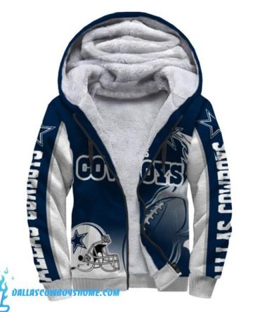 Dallas Cowboys Fleece Jacket No24 Design Printed Ball Flame 3D