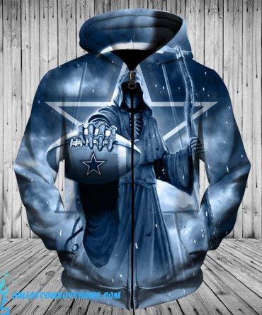 Dallas Cowboys Zipper Hoodies No7 3D Death Skull Hoodies