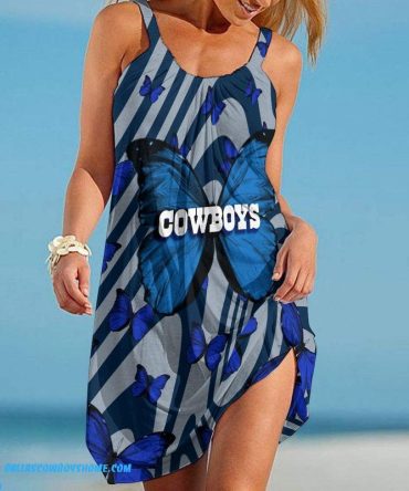 Dallas Cowboys womens dress bule butterfly