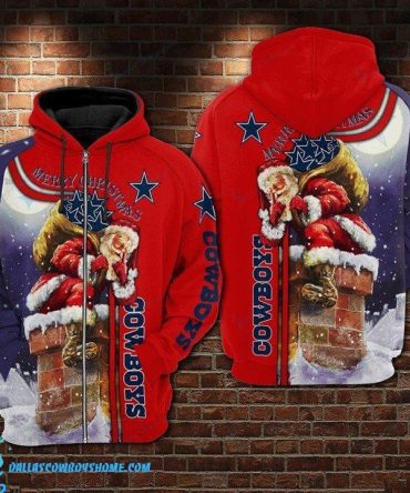 Dallas Cowboys zip up hoodie chrismas Santa clause
