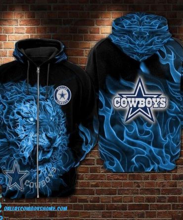 Dallas Cowboys zip up hoodie custom blue fire