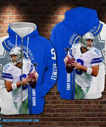 Dallas Cowboys zip up hoodie custom football player Tony Romo