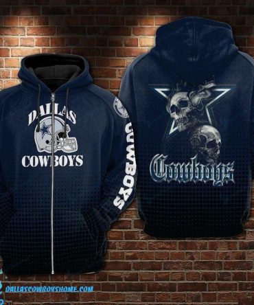 Dallas Cowboys zip up hoodie custom helmet and skull