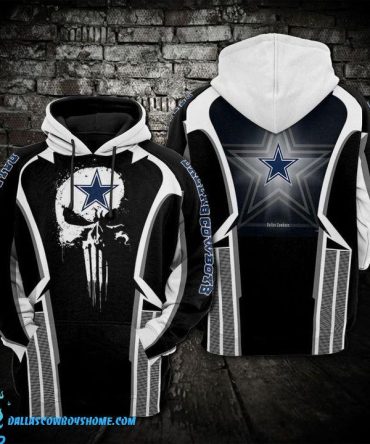 Dallas Cowboys zip up hoodie skull custom black background