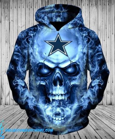 Dallas Cowboys Skull Hoodies 3D With Zipper